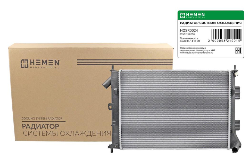 Hemen Радиатор охлаждения двигателя Soul 2.0L 14-16 MT (HOSR024) [70058210] на Автозапчасти Автозапчасти